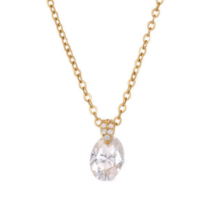 Teardrop Moissanite Pave Bail Charm Necklace