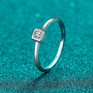 Tiny Princess Moissanite Wedding Band Ring