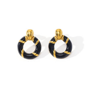 Colorful Enamel Wrapped Loop Stud Earrings
