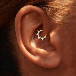Gothic Spike Crown CZ Cartilage Hoop Earrings