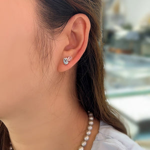 Dainty Pink Blue Crystal Cluster Stud Earrings
