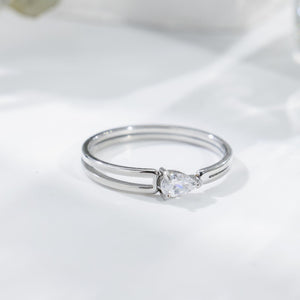 Dainty Pear Cut CZ Double Layered Band Ring