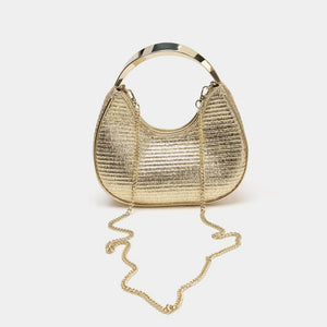 Woven Metal handle Crescent Hobo HandBag