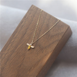 Dainty Yellow Bumble Bee Pendant Necklace