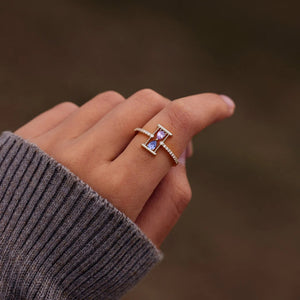 Hourglass Custom Birthstone Pave Band Ring