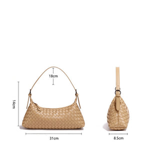 Woven Leather Baguette Shoulder Handbag