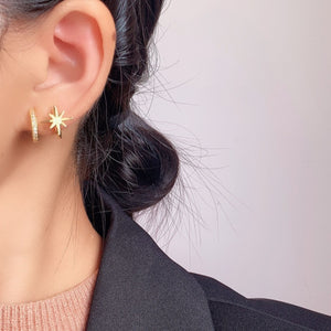 North Star Curved Half Hoop Stud Earrings
