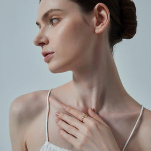 Rose Quartz Tulip Flower Stacking Ring