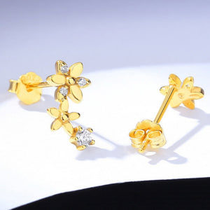 Mismatch Floral Climber Crawler Stud Earrings