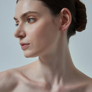 Tiny Rose Quartz Tulip Flower Stud Earrings