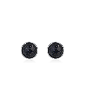 Classic Black Round Gemstone Stud Earrings