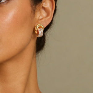 Chunky Intertwined Pave CZ Hoop Earrings