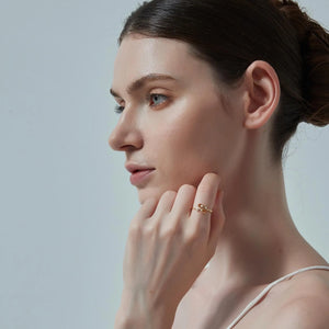 Citrine Tulip Flower Stacking Bypass Ring