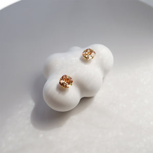 Champagne Cushion Cut Crystal Stud Earrings