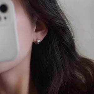 Dainty Interlock Overlap Huggie Hoop Earrings