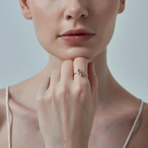 Purple Amethyst Tulip Flower Stacking Ring