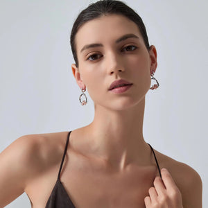 Black Vine Rose Flower Statement Earrings