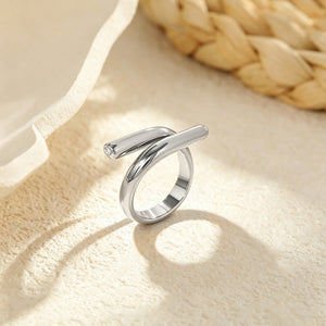 Sparkling CZ Interlaced Bar Open Bypass Ring