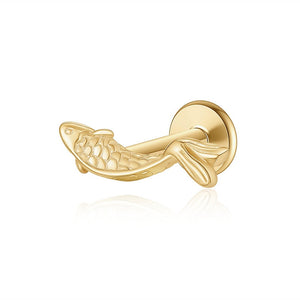 Tiny Textured Koi Fish Cartilage Stud Earrings
