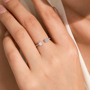 Double Round Moissanite Pave Stacking Ring