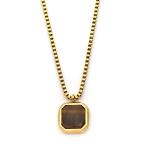 Geometric Raw Stone Pendant Necklace