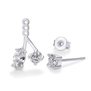 Marquise Round Moissanite Ear Jacket Earrings