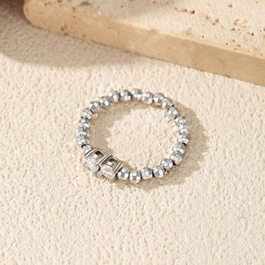 Double Moissanite Metal Bead Adjustable Ring