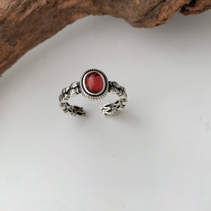 Vintage Double Fish Pattern Oval CZ Open Ring