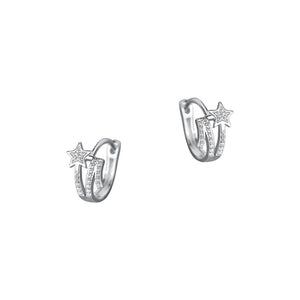 Pave Shooting Star Split Huggie Hoop Earrings