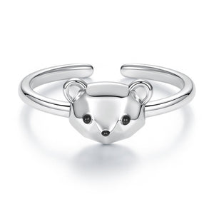 Origami Geometric Bear Open Adjustable Ring