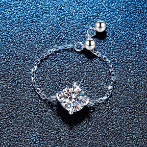Solitaire Moissanite Slide Chain Adjustable Ring