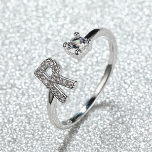 Initial Letter Adjustable Stacking Ring