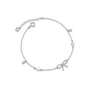 Twist Rope Bow Clover Charm Chain Bracelet