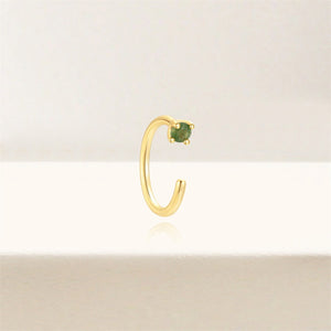 Minimalist Mini Gemstone Open Hoop Earrings
