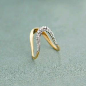 Classic Curved Pave CZ Wishbone Band Ring
