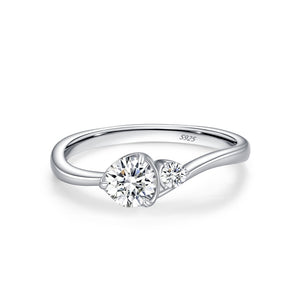 Dual Moissanite Wave Band Engagement Ring