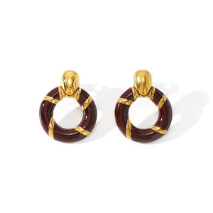 Colorful Enamel Wrapped Loop Stud Earrings