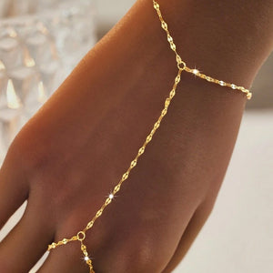 Minimalist Lip Chain Hand Chain Ring Bracelet