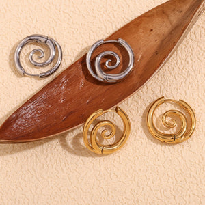 Minimalist Swirl Spiral Huggie Hoop Earrings