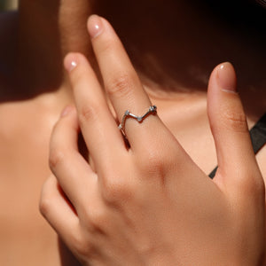 Moissanite Geometric Irregular Line Band Ring