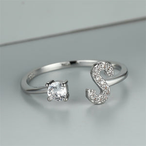 Initial Letter Adjustable Stacking Ring