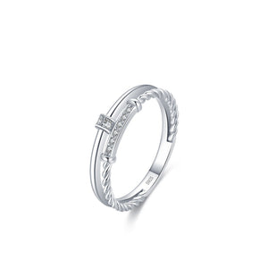 Double Band Twisted Rope Pave Crystal Ring