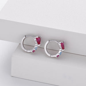 Dainty Heart CZ Accent Huggie Hoop Earrings