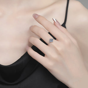 Solitaire Moissanite Slide Chain Adjustable Ring