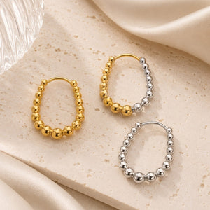 Graduated Ball Bead Horseshoe Hoop Earrings