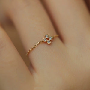 Four-Leaf Clover Slide Chain Adjustable Ring