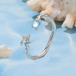 Starfish Opal Marine Wavy Stacking Open Ring