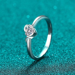 Solitaire Heart Moissanite Wedding Band Ring