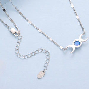 Triple Moon Opal Textured Pendant Necklace