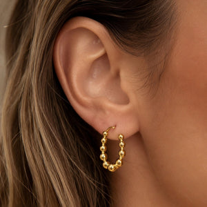 Graduated Ball Bead Horseshoe Hoop Earrings